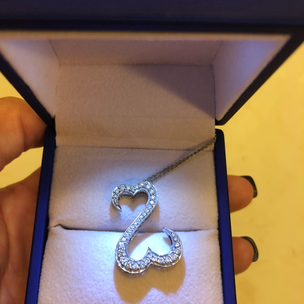 Open Heart 1/2 ct Diamond Necklace 14 ct gold